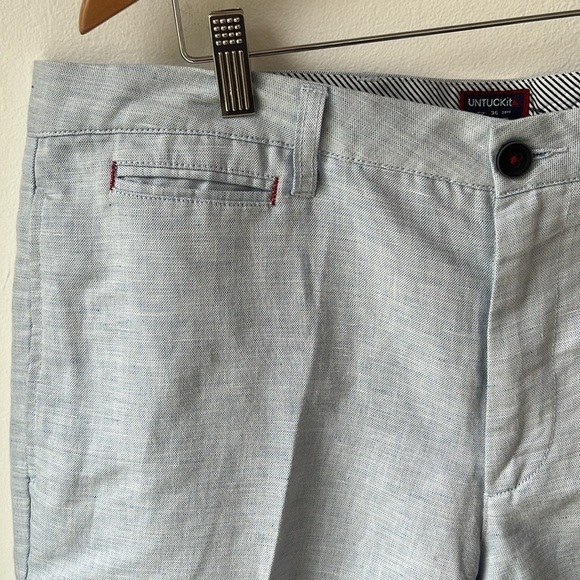 UNTUCKIT MEN’S LINEN BLEND CHINO SHORTS SIZE 36 WAIST BLUE - Picture 4 of 8